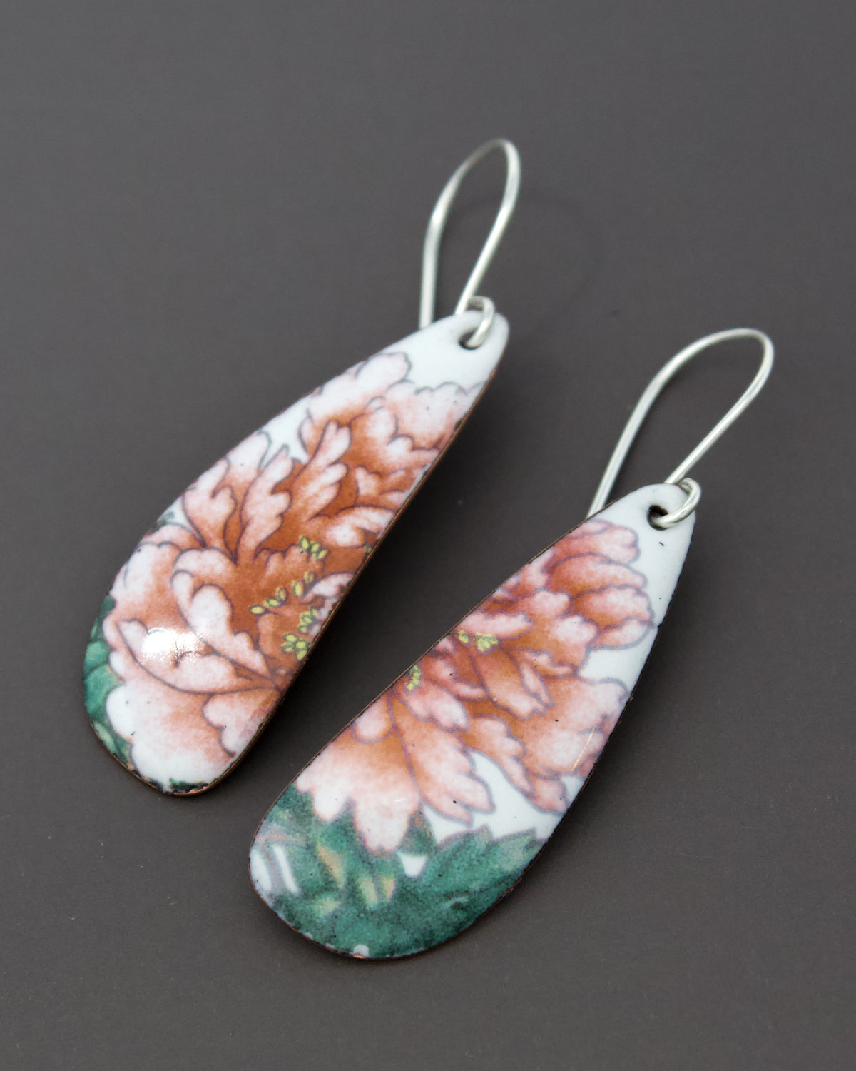 Peony Vintage Revival Earrings – November Birthday Flower, Large Drop