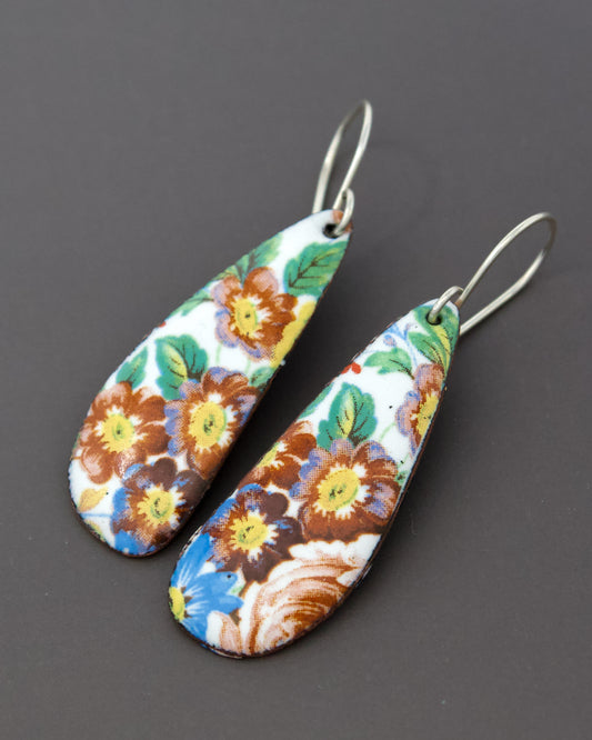 Vintage Revival Earrings, Wildflower Garden, Large drop