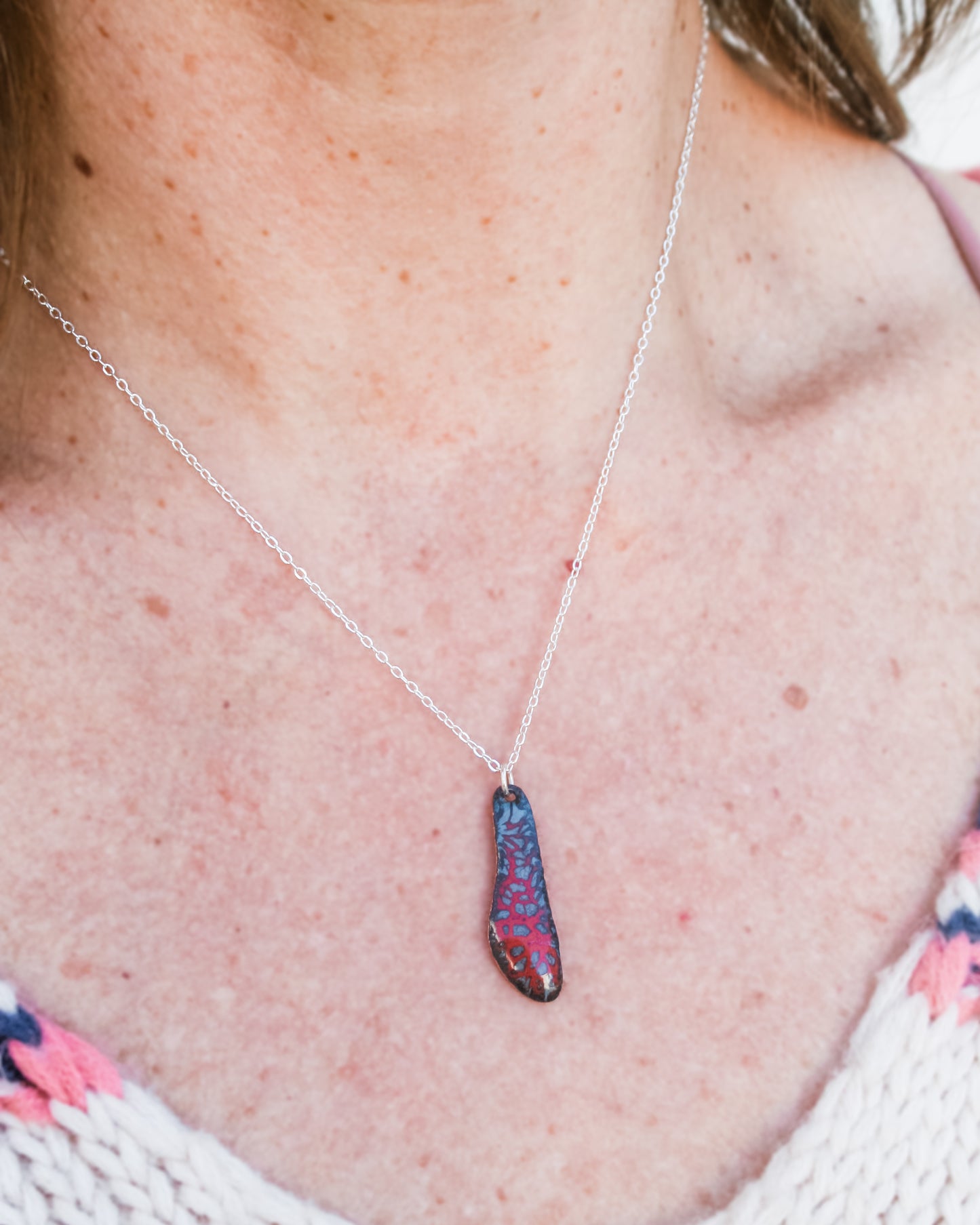 Batik Wing necklace- Frosty Autumn