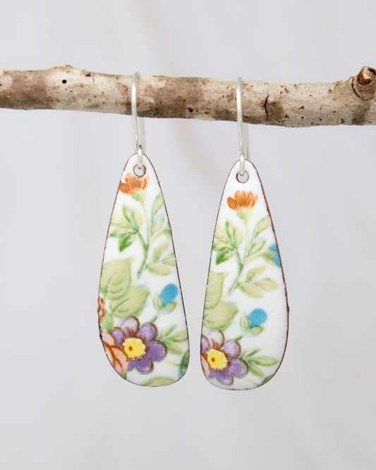 Vintage Revival Earrings, Flower Girl, Large drop