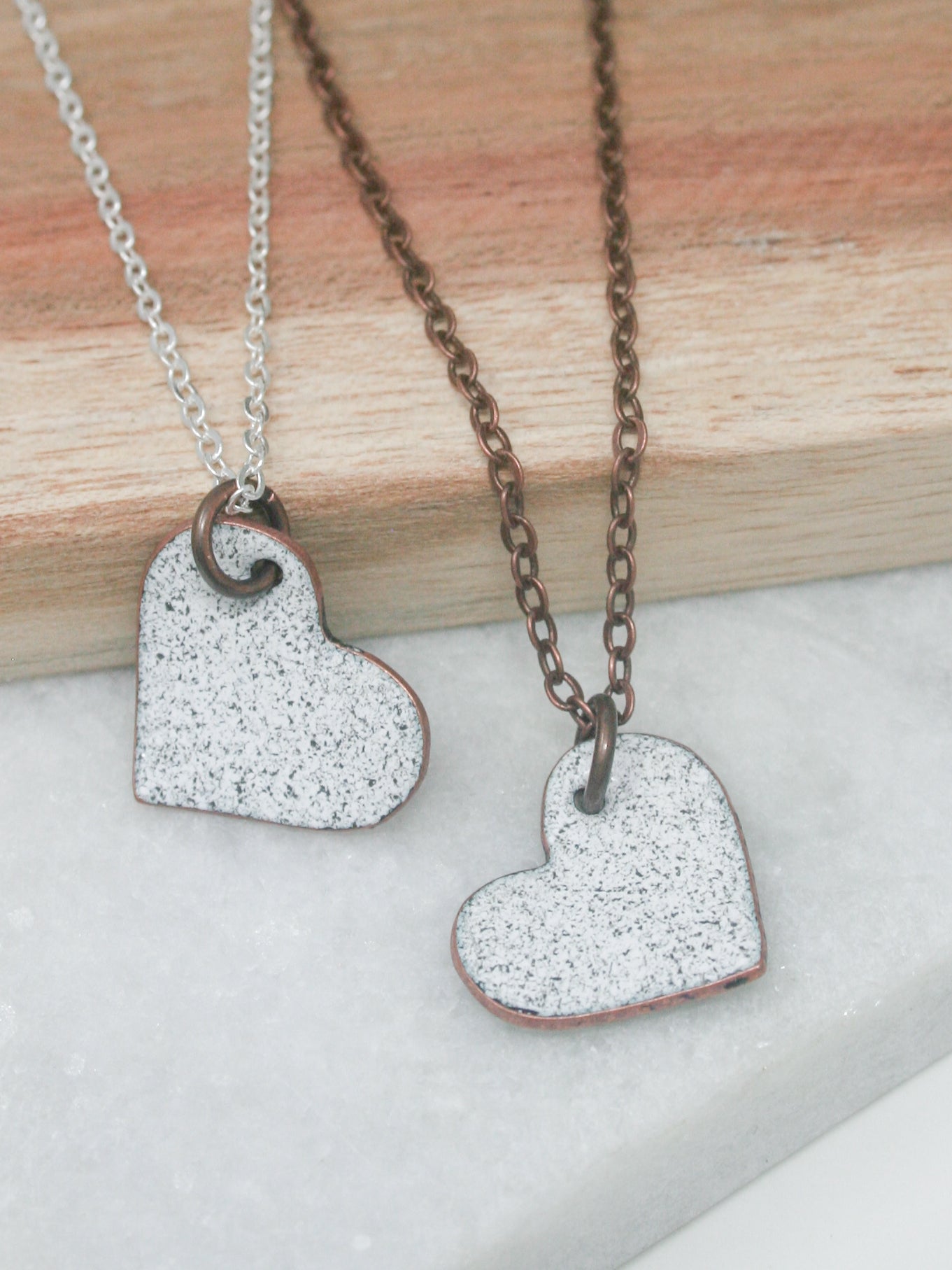 Enamel heart necklaces