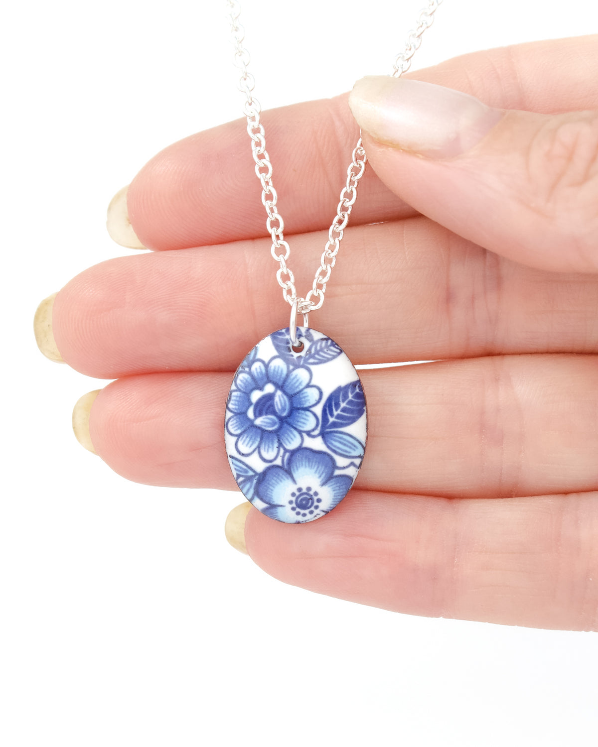 Vintage Revival Necklace. Blue Heritage. Small medallion