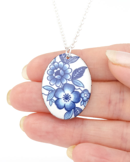 Vintage Revival Necklace, Blue Heritage, Large Medallion