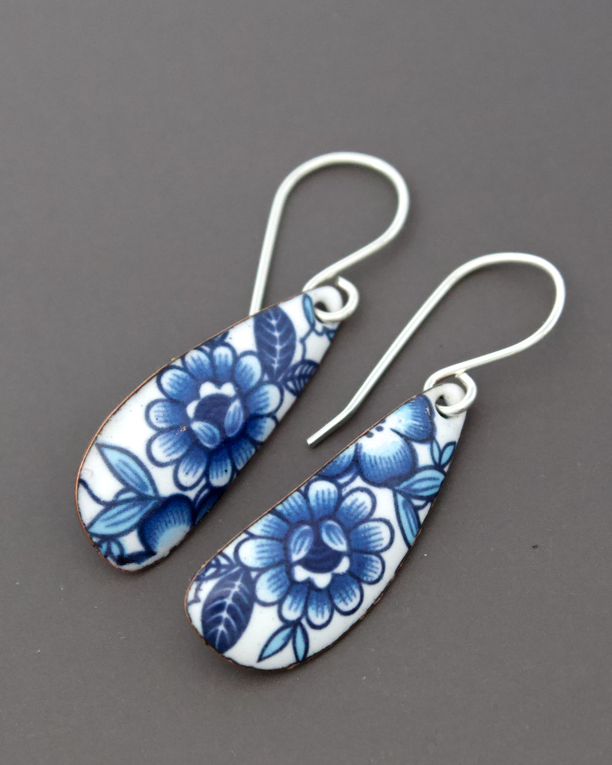 Vintage Revival Earrings. Blue Heritage. Small Drop