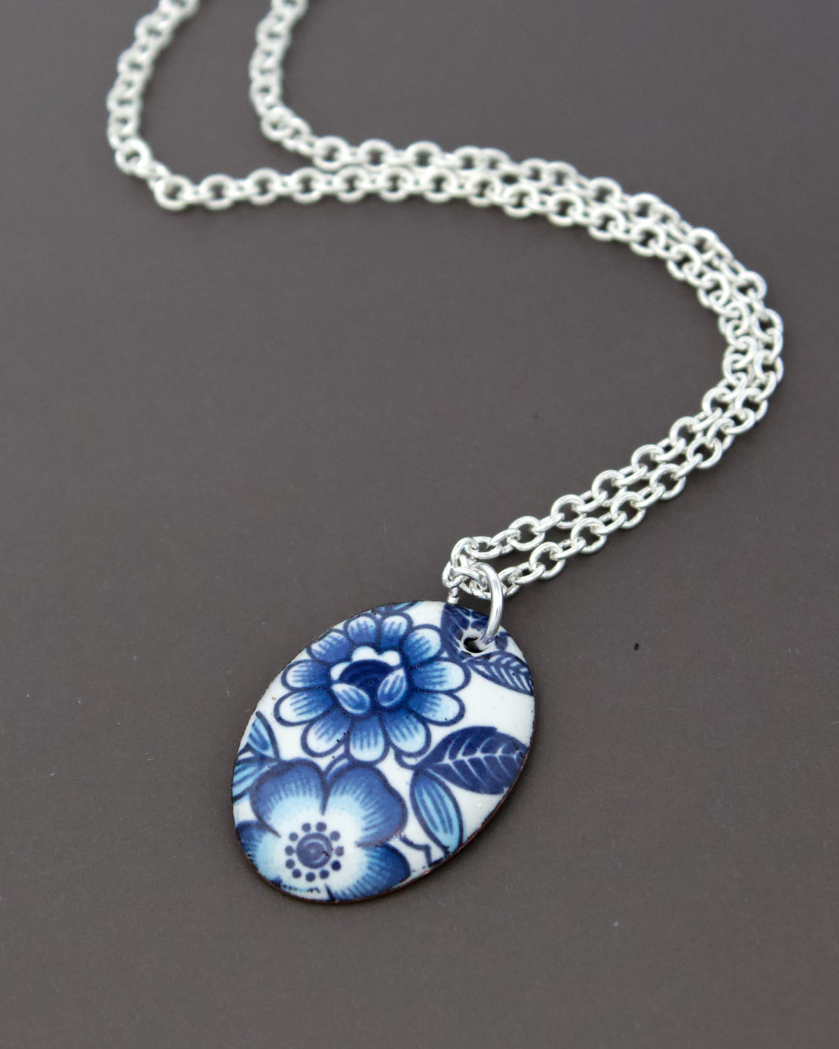 Vintage Revival Necklace. Blue Heritage. Small medallion