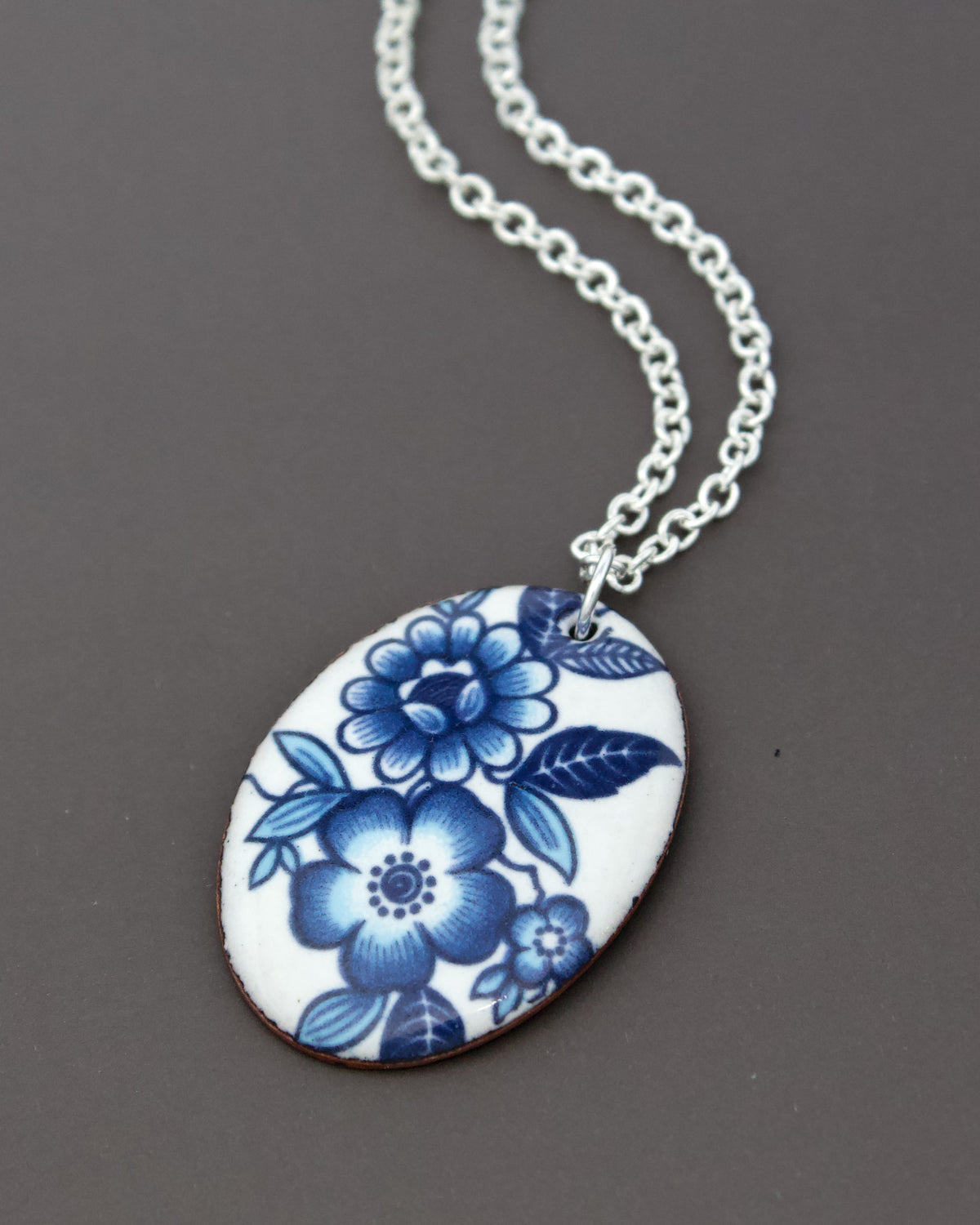 Vintage Revival Necklace, Blue Heritage, Large Medallion