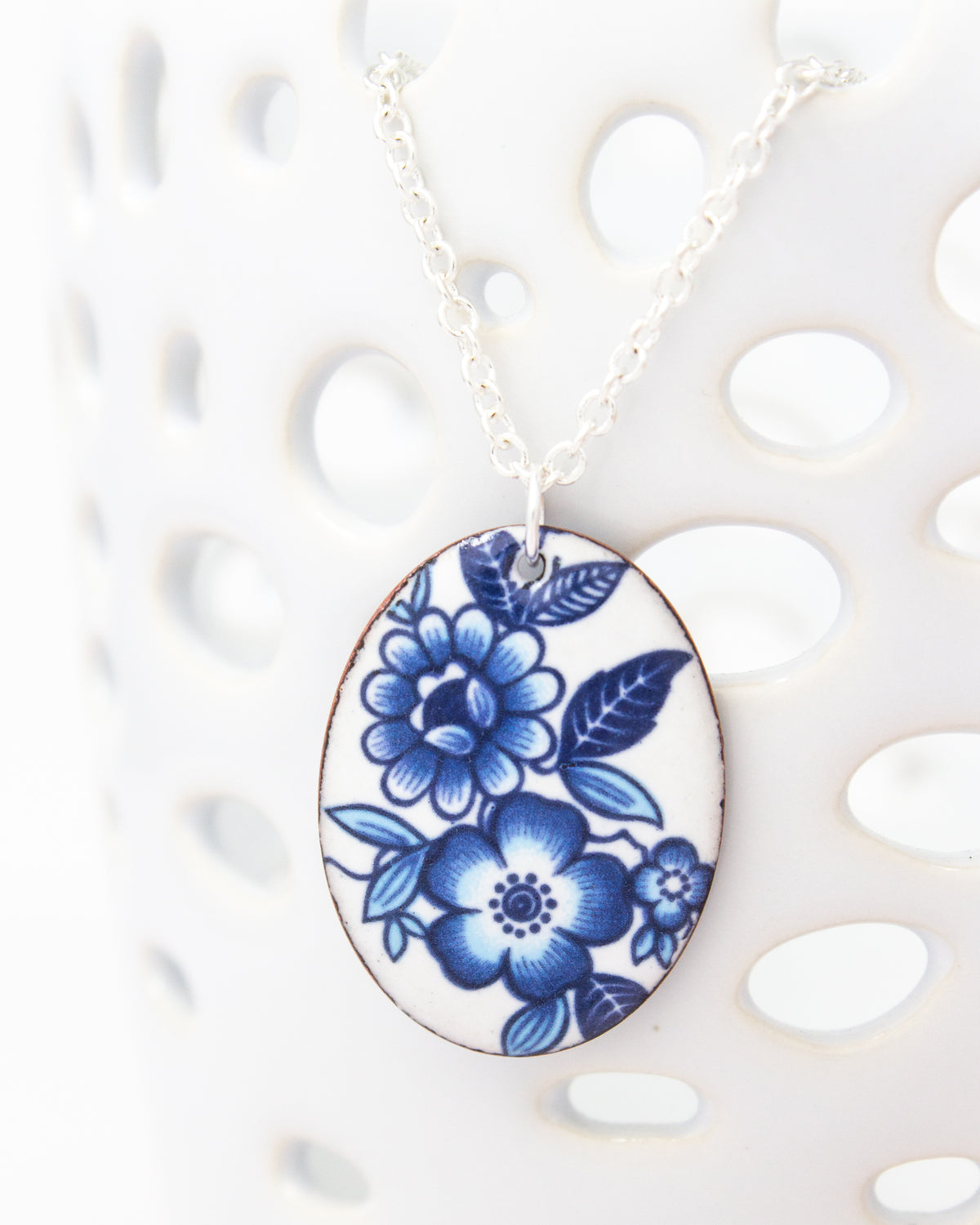 Vintage Revival Necklace, Blue Heritage, Large Medallion