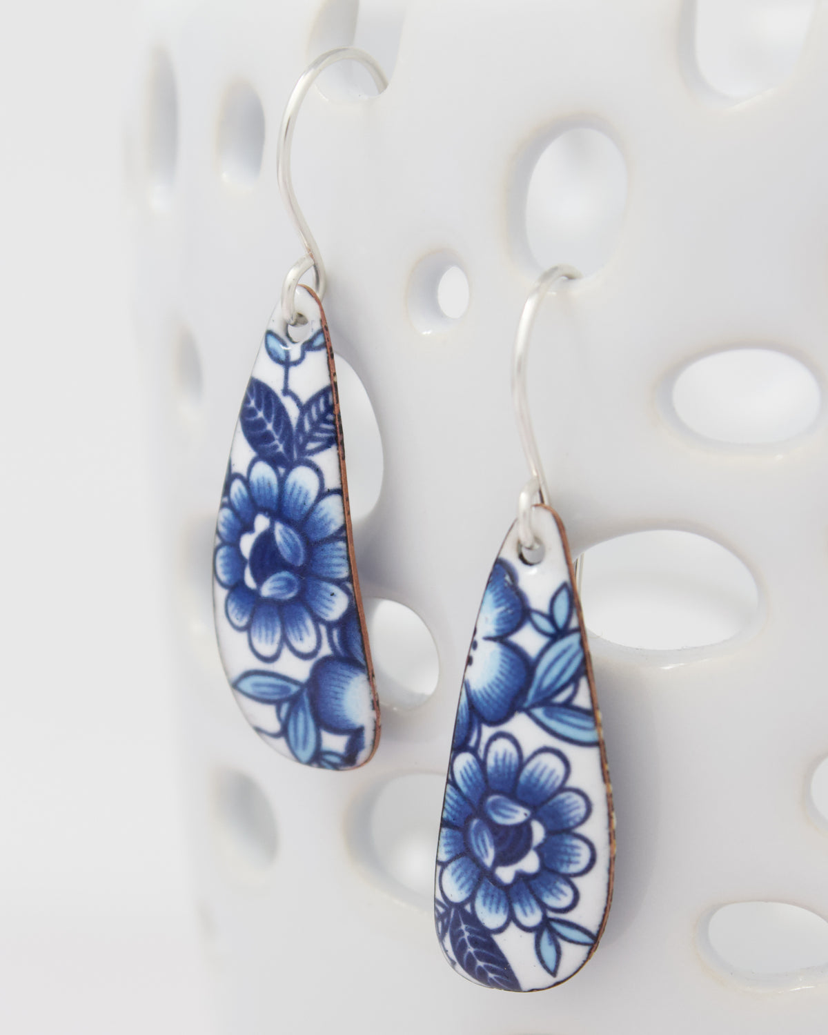 Vintage Revival Earrings. Blue Heritage. Small Drop