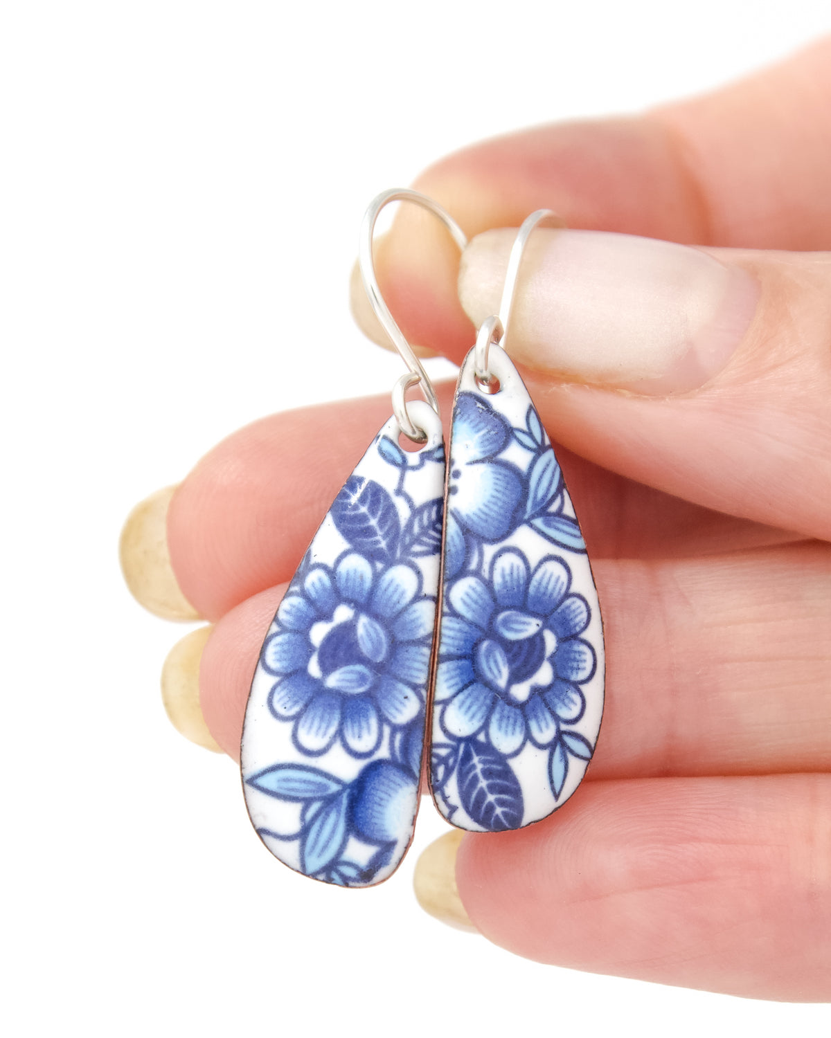Vintage Revival Earrings. Blue Heritage. Small Drop