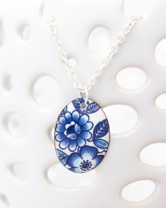 Vintage Revival Necklace. Blue Heritage. Small medallion