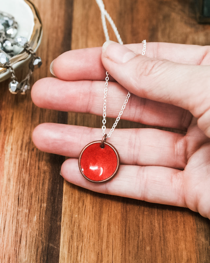 Enameled penny pendant necklace [made to order]