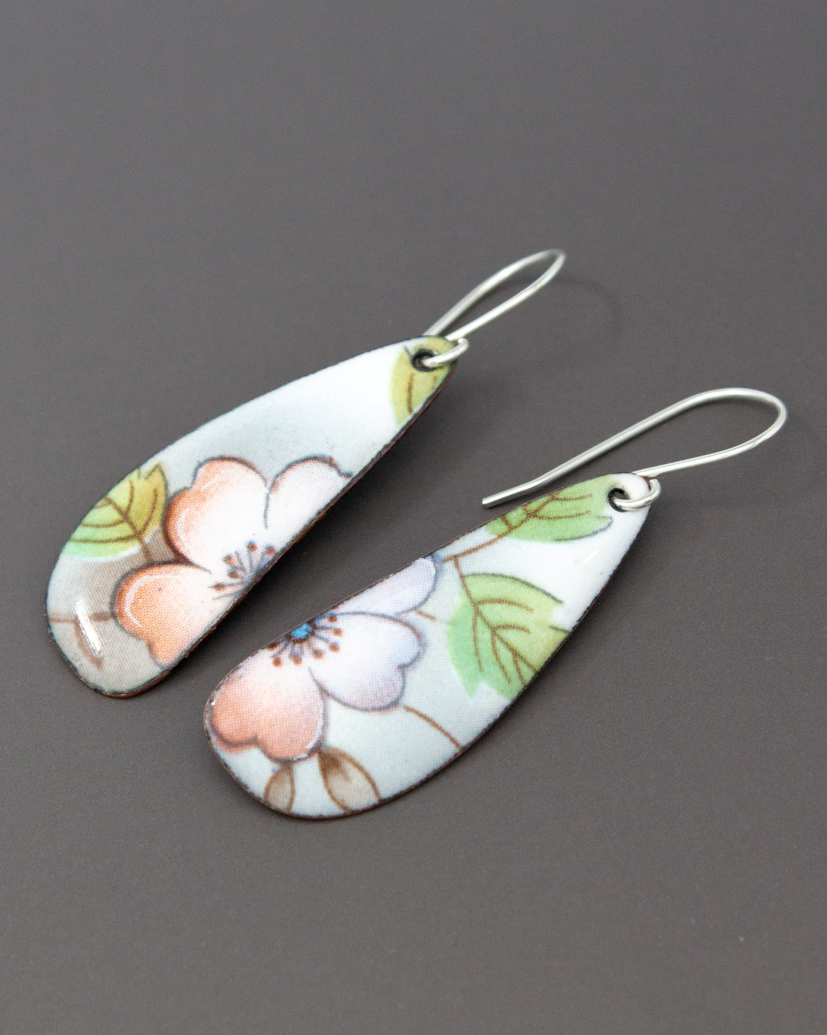 Vintage Revival Earrings, Pink Posy, Large drop