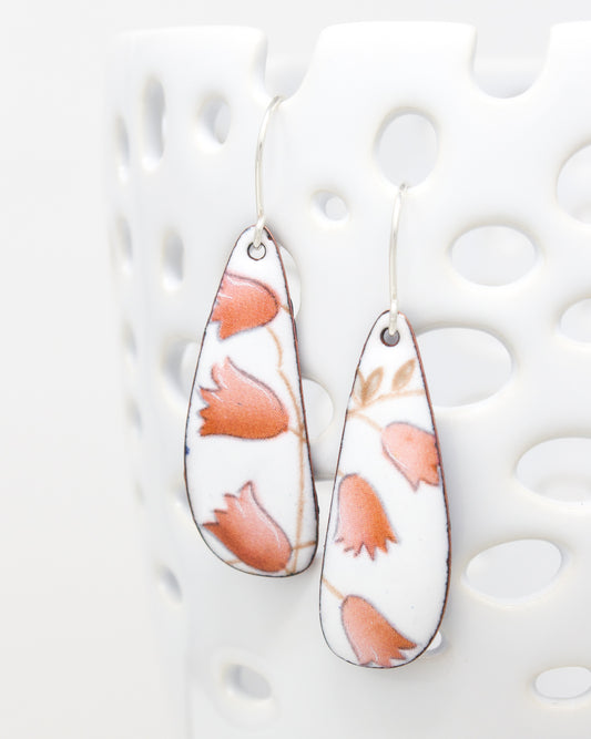 Vintage Revival Earrings, Pink Posy, Large drop