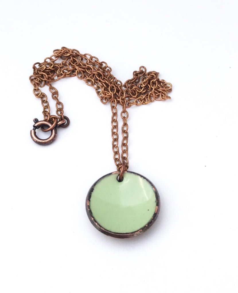 Jade Enameled penny pendant necklace [ready to ship]