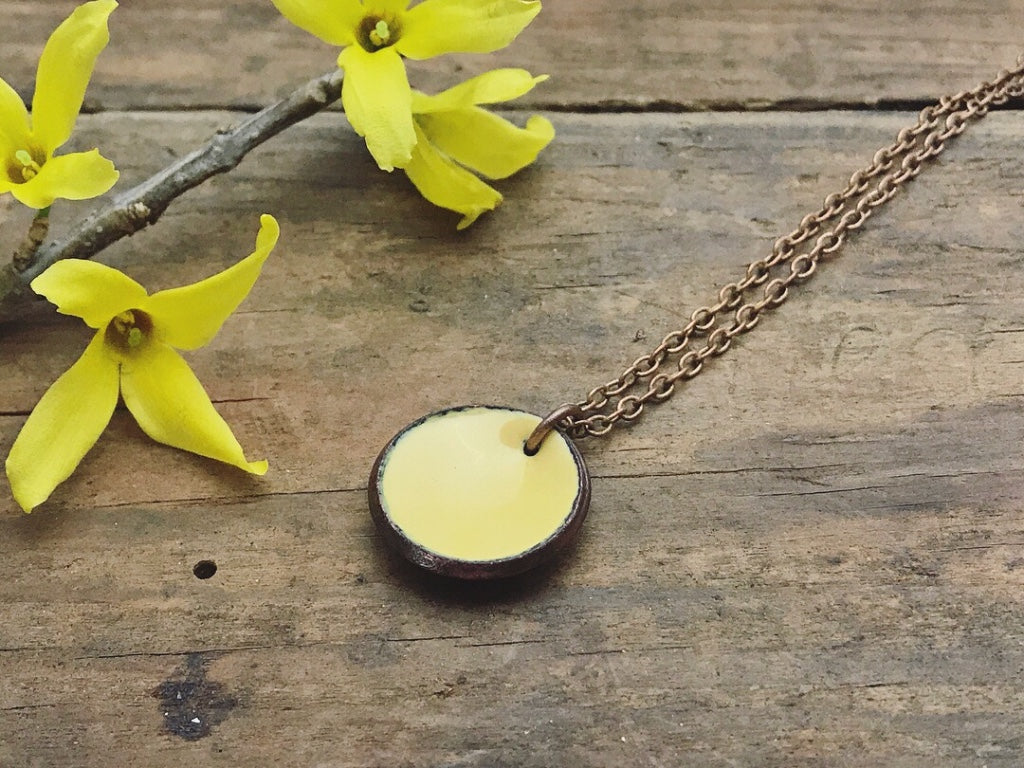 Vanilla Enameled penny pendant necklace [ready to ship]