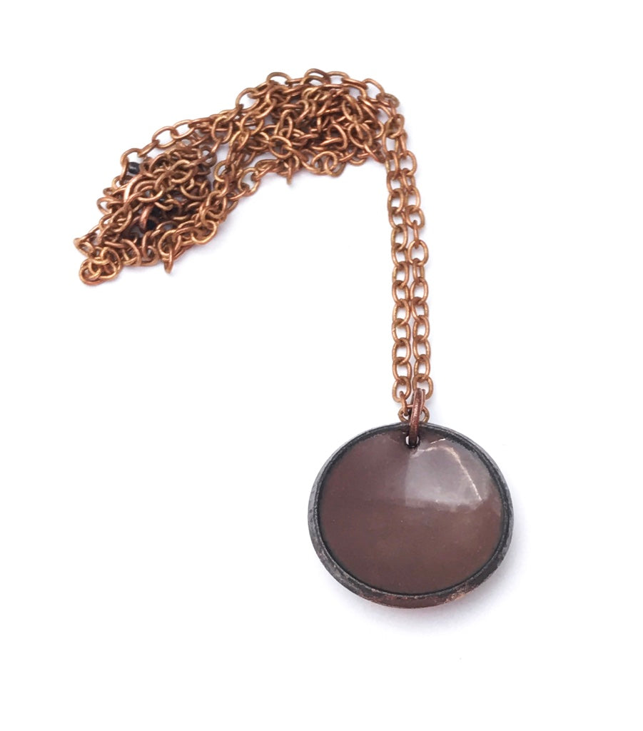 Cocoa Enameled penny pendant necklace [ready to ship]
