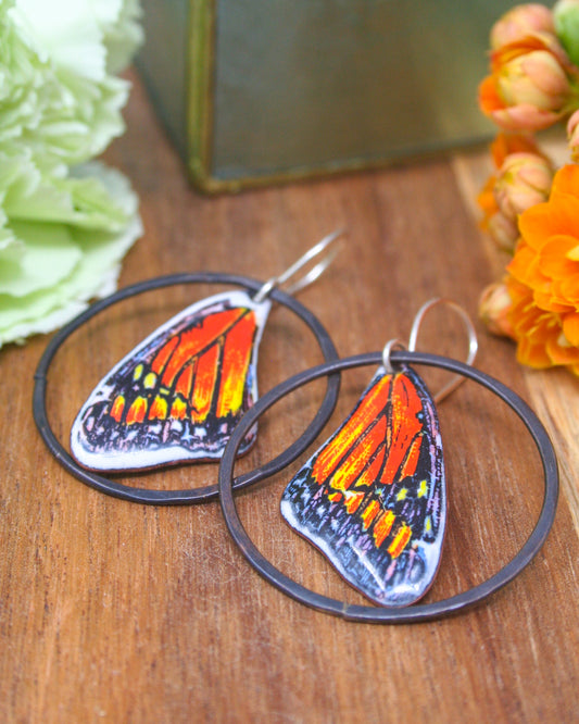 Butterfly Wing Earrings – Handmade Copper & Sterling Silver Hooks, Limited Edition