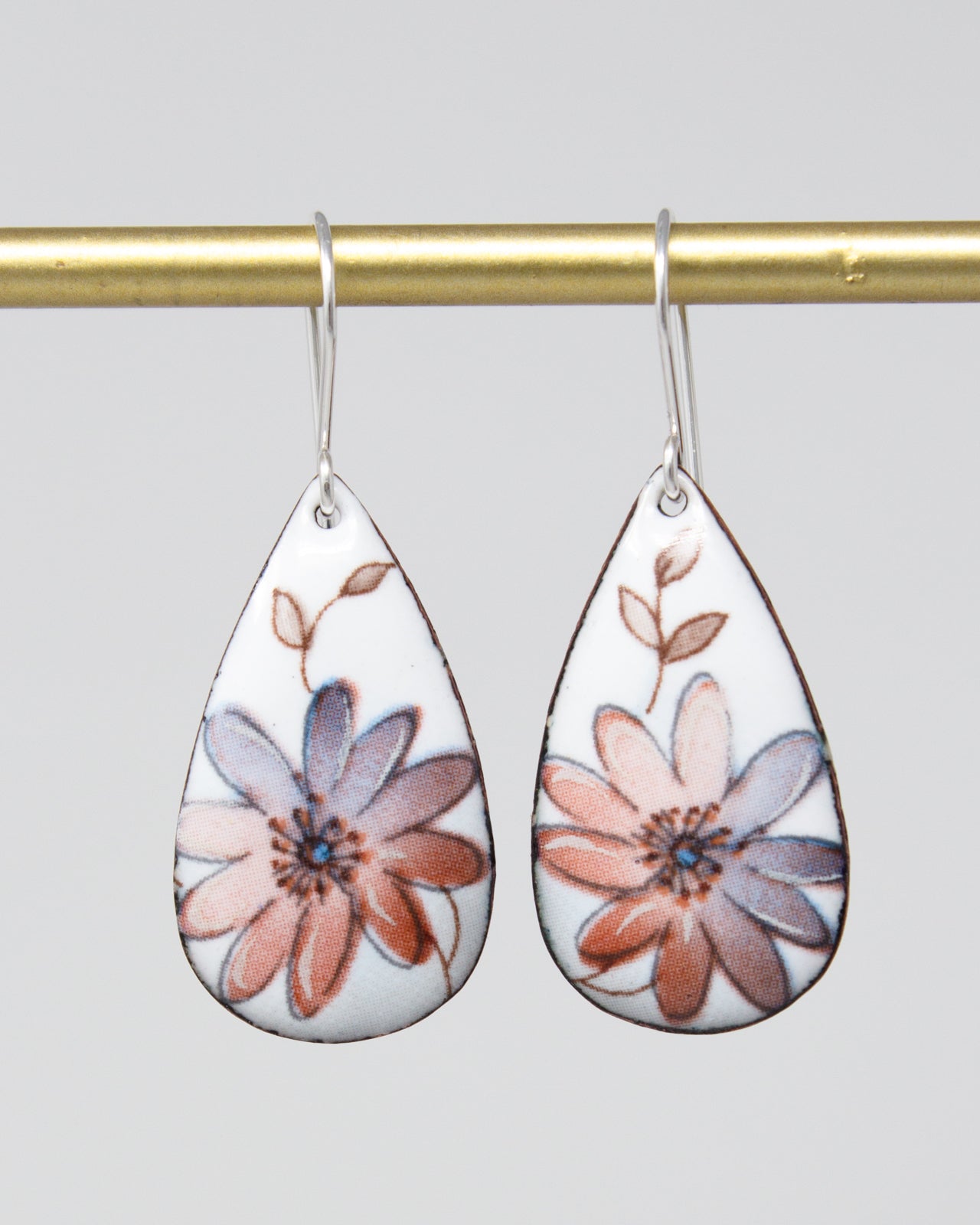 Pink Posy Vintage Revival Earrings, Teardrop
