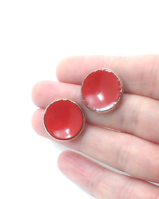 Scarlet Enameled penny post earrings sale [ready to ship]