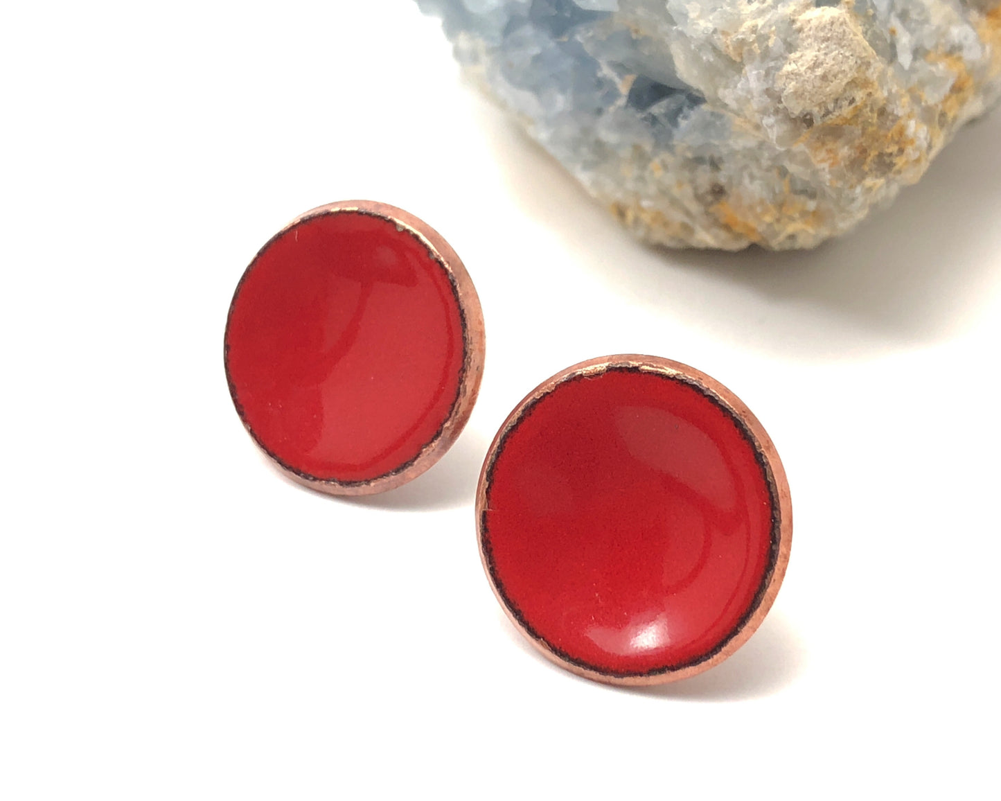 Scarlet Enameled penny post earrings sale [ready to ship]