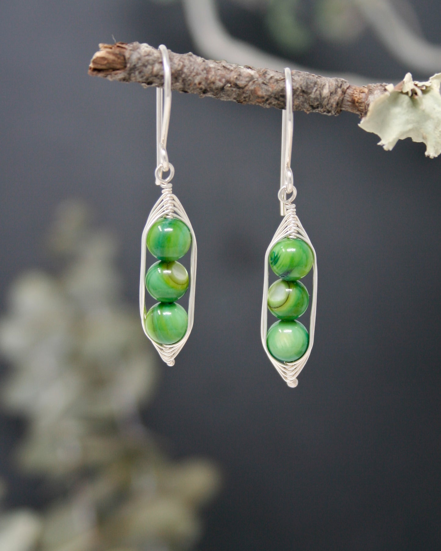 Three peas in a pod earrings [made to order]