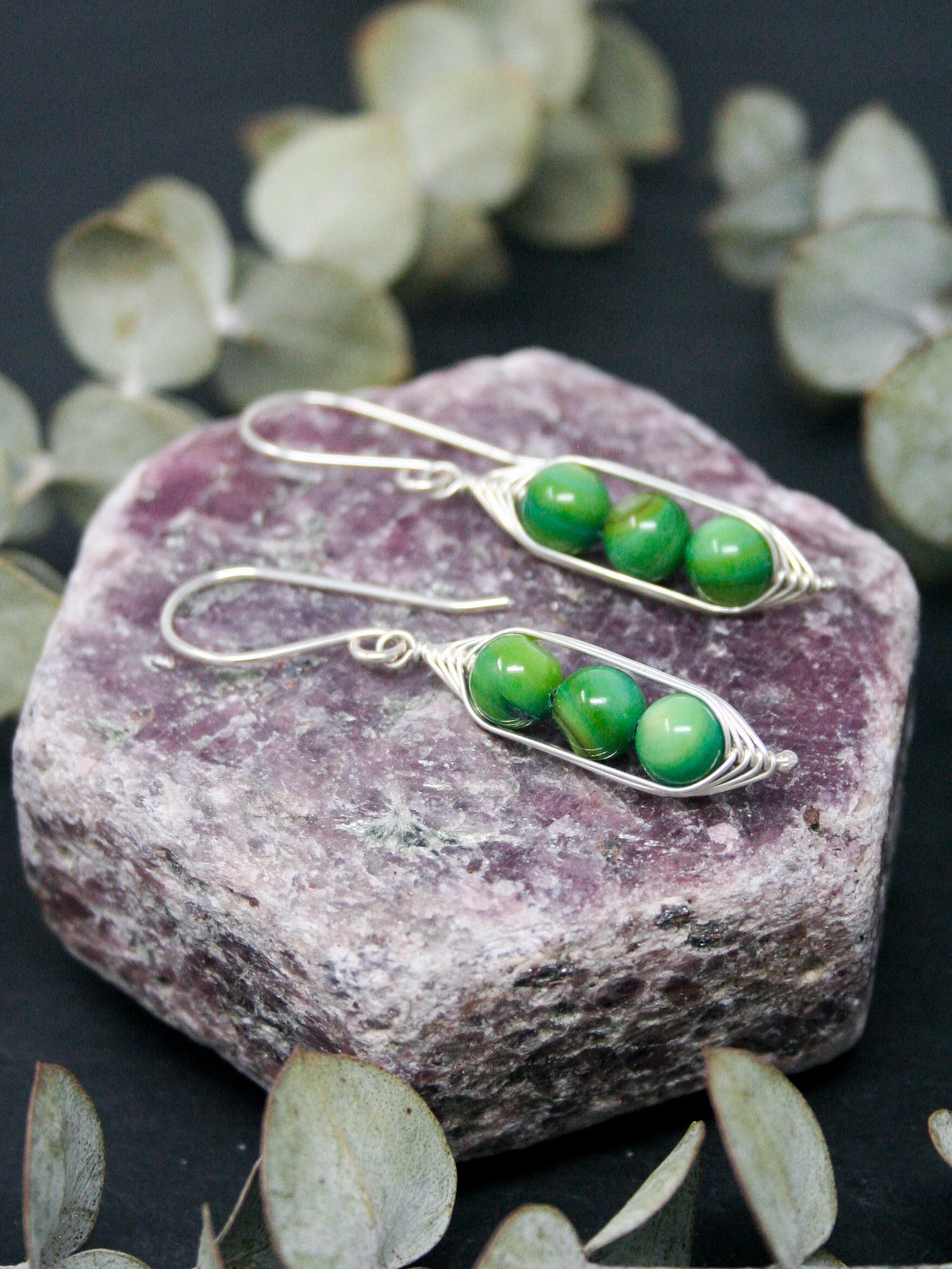 Three peas in a pod earrings [made to order]