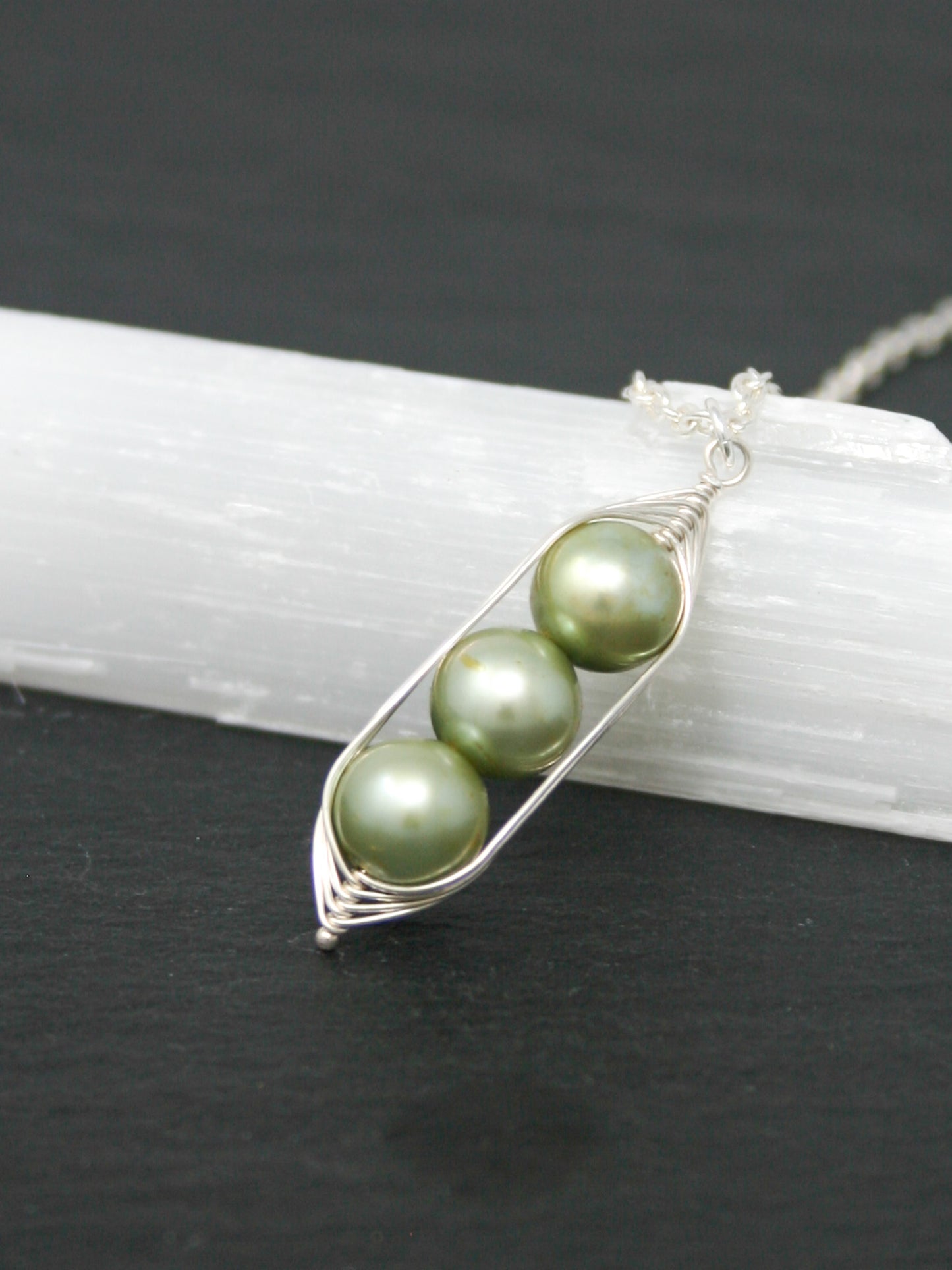 Three peas in a pod necklace [made to order]
