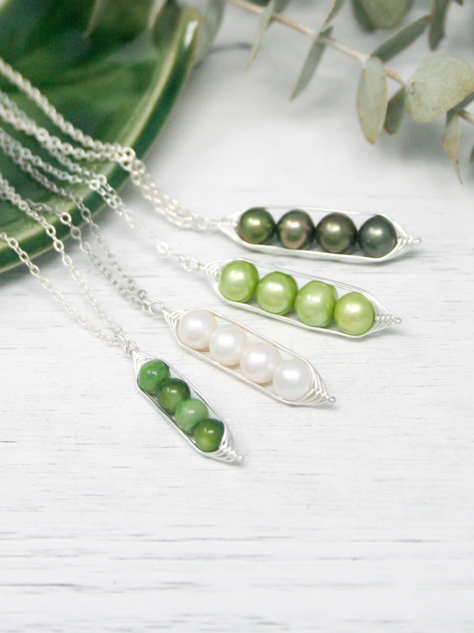 Custom pea pod birthstone necklace with crystals – Rising Jewelry by Kiona  Elliott