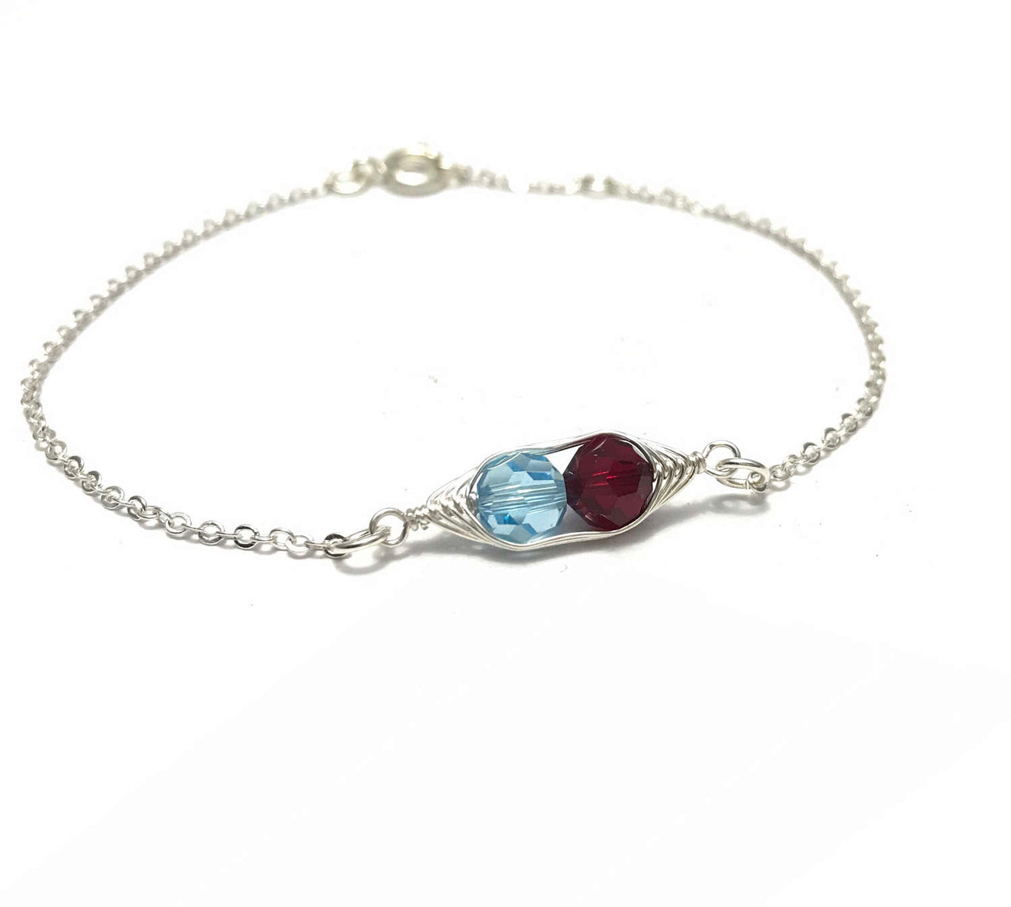 Birthstone pea pod bracelet with crystals [made to order]