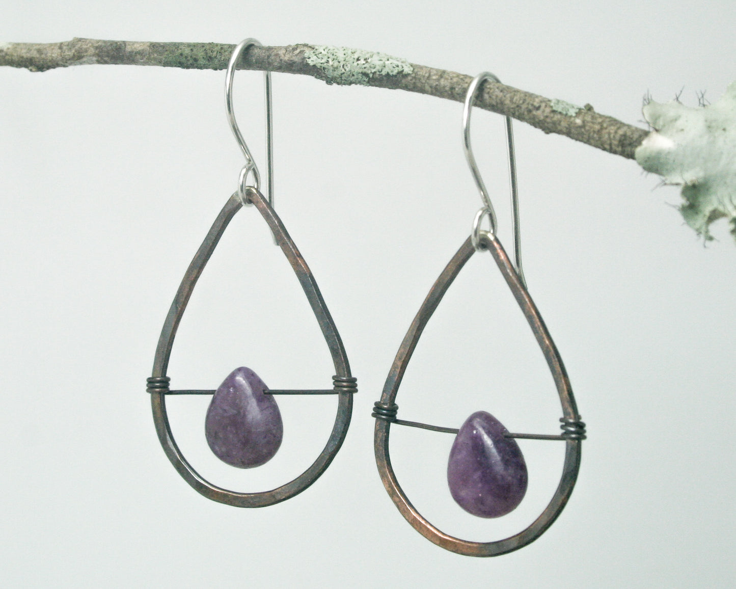 Large Black Copper Whimsy drops earrings [made to order]